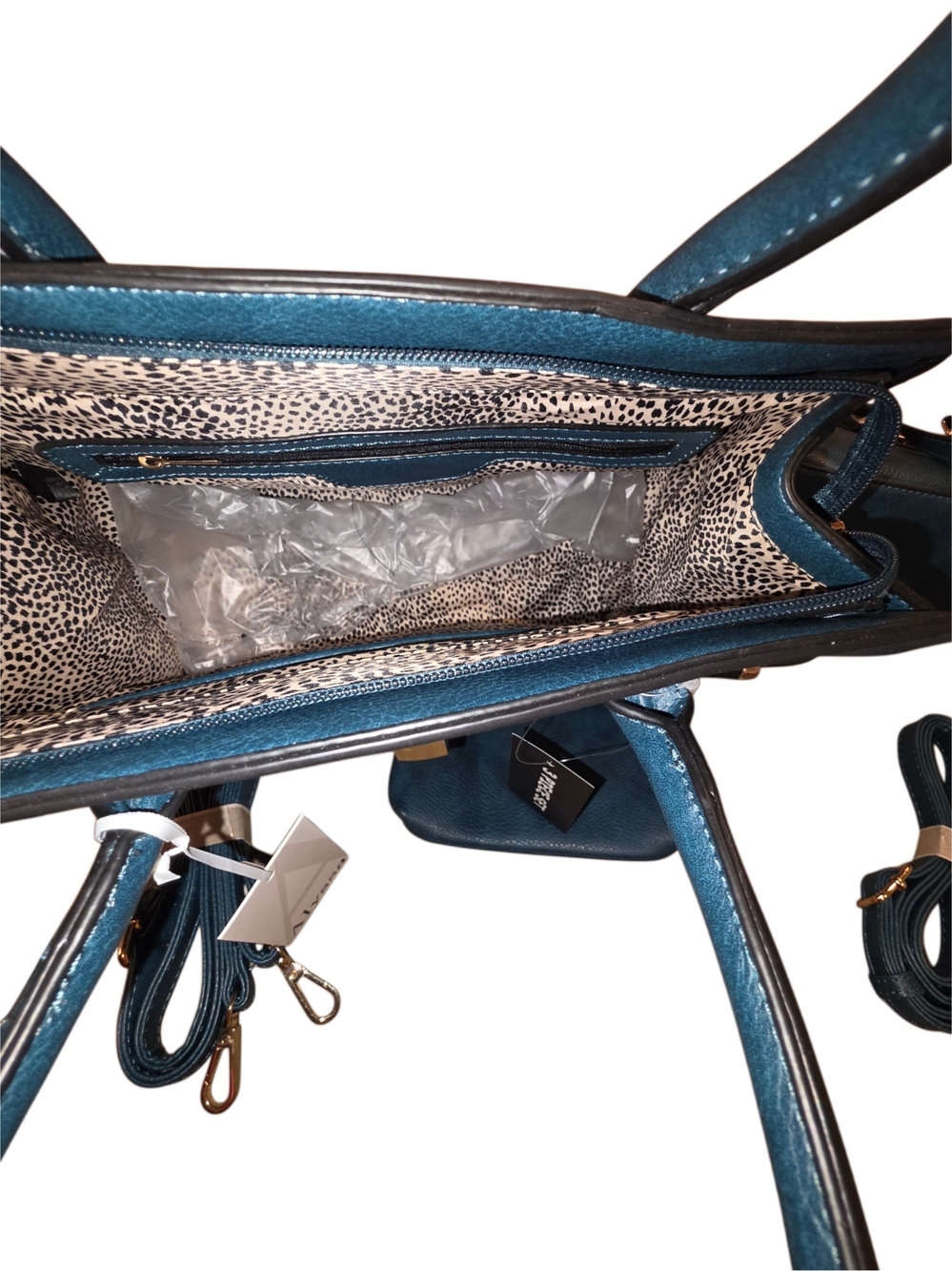 Brand New - 3-Piece Teal Blue Satchel Set - Large Purse, Mini Me & Pouch - Picture 4 of 6